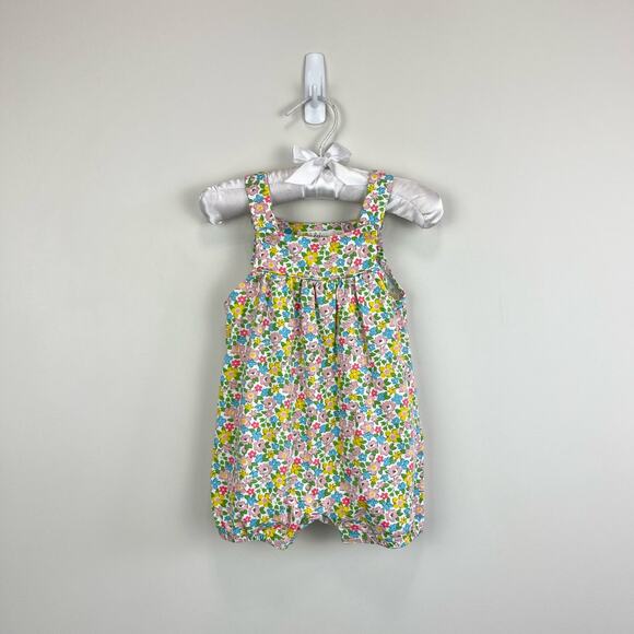 Mini Boden Organic Newborn Overalls Aqua Spring Floral 3-6 Months - Picture 1 of 5